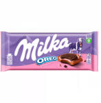 Milka Oreo kakaós keksz eperízű krémtöltelékkel alpesi tejcsokoládén-92g - koffeinzona