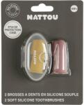 Nattou Baby Toothbrush periuta de dinti pentru deget pentru copii cu sac Yellow / Pink 2 buc