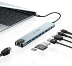 Blitwzolf BlitzWolf BW-NEW-TH5 USB Hub 10 in 1: 1x HDMI, 4x USB-A 3.0, 1x RJ45, teljesítmény átvitel: 100W, SD kártya olvasó