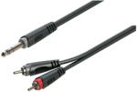 Soundsation JRR-15BK - Cablu adaptor, 2 RCA - jack 6.3 mm, lungime 1.5 metri