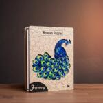  Fenséges páva fa puzzle M Prémium fa doboz