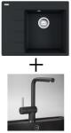 Franke CNG 611-62 TL/7 mosogató + olasz zuhanyfejes Velia csaptelep - matt fekete (114.0637.434 + Velia)
