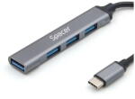 Spacer HUB extern SPACER, porturi USB: USB 3.0 X 1, USB 2.0 x 3, conectare prin TYPE-C, cablu 1m, aluminiu, (timbru verde 0.8 lei), "SPHB-TYPEC-4U-01 (SPHB-TYPEC-4U-01) - pcone