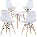 Timeless Tools 4 buc scaune moderne cu masa pentru bucatarie, 3 culori-alb (HOP1001107-3)