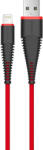 DEVIA Cablu Fish MFI Lightning Red (1.5m, impletitura nylon, 2.4A)-T. Verde 0.1 lei/buc (DVCFMFILRD) - 24mag