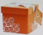  Ajándékdoboz narancs/fehér Gift Box 22x22x22 cm UTOLSÓ DARAB