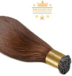HairExtensionShop Prémium I-TIP Póthaj Világosbarna Mikrogyűrűs Hajhosszabbításhoz 60cm (Szín #8) (VIT608)