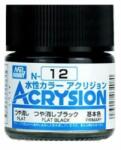 Mr. Hobby Acrysion Paint N-012 Flat Black (10ml)