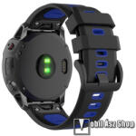  Okosóra szíj - FEKETE / KÉK - szilikon, sport, 26mm széles, QUICKFIT - Garmin Fenix 7X / 5X Plus / 5X Plus Sapphire / 6X / 6X Sapphire / 6X Pro / 6X Pro Solar / 6X Pro Sapphire / Quatix 3 / Descent MK