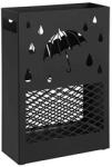 SONGMICS Esernyőtartó téglalap alakú mintás, akasztókkal, fekete 28x12x41cm (LUC004B01)