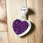  Ezüst Szív - 925 Ezüst Kristály Medál Amethyst
