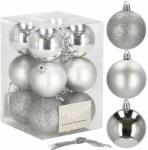 SPRINGOS karácsonyi gömb készlet, 12 db/6cm, ezüst (CA0002)