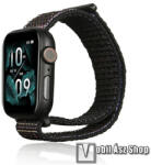  Okosóra szíj - FEKETE - szövet­, tépőzár - APPLE Watch Series 1/2/3 42mm / 4/5/6/SE 44mm / 7/8/9 45mm / Ultra / Ultra 2 49mm