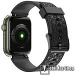  Okosóra szíj - FEKETE - 3D minta, állítható - APPLE Watch Series 1/2/3 42mm / 4/5/6/SE 44mm / 7/8/9 45mm / Ultra / Ultra 2 49mm