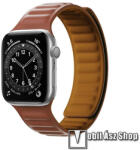  Okosóra loop szilikon szíj - BARNA - mágneses, bőr hatású, bordázott minta - APPLE Watch Series 1/2/3 38mm / 4/5/6/SE 40mm / 7/8/9 41mm