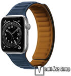  Okosóra loop szilikon szíj - SÖTÉTKÉK - mágneses, bőr hatású, bordázott minta - APPLE Watch Series 1/2/3 38mm / 4/5/6/SE 40mm / 7/8/9 41mm