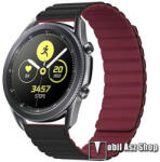  Okosóra loop szilikon szíj - FEKETE / PIROS - mágneses, 22mm széles, bőr hatású, bordázott minta - HUAWEI Watch GT 3 46mm / GT 3 Pro 46mm / Watch 3 46mm / Watch 3 Pro 48mm / SAMSUNG Watch3 45mm / Xiao