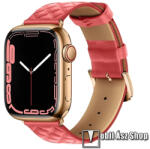 HOCO WA18 okosóra szíj - MAGENTA - PU bőr, 3D rombusz minta - APPLE Watch Series 1/2/3 38mm / 4/5/6/SE 40mm / 7/8/9 41mm - WA18_P (WA18_P)