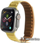  Okosóra loop szilikon szíj - SÁRGA - mágneses, bőr hatású, bordázott minta - APPLE Watch Series 1/2/3 42mm / 4/5/6/SE 44mm / 7/8/9 45mm / Ultra / Ultra 2 49mm