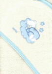  Trimex kapucnis, frottír fürdőlepedő 100*110 cm - beige/kék alvó maci - babyshopkaposvar