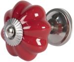Clayre & Eef Buton mobila din fier si ceramica rosie 4 cm (64382deco)