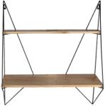 Clayre & Eef Etajera din fier negru cu 2 polite din lemn natur 60 cm x 20 cm x 70 h (50466deco) Raft