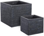 Bizzotto Set 2 ghivece flori fibra sticla neagra 30x30x27.5 cm, 40x40x37.5 cm (0790571)