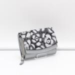 Gibidium ezüst / nagy virágmintás cipzáras közepes női bőr pénztárca vivi kézi