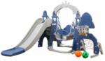 MyKids Játékközpont csúszdával, hintával, kosárlabda palánkkal és kapuval 180cm - kék-szürke (00086342)