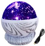 VERK GROUP Forgó csillag projektor. LED éjszakai fény, USB tápellátás, 13x14 cm, fehér, szürke minta