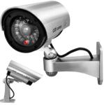 Iso Trade Kültéri álkamera villogó piros LED-del, CCTV matricával, vízálló, 21x17x8 cm, ezüst