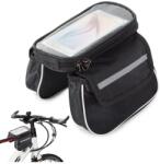 Verk Group Vázra erősíthető kerékpáros táska telefontokkal, fekete, 15x16x17 cm