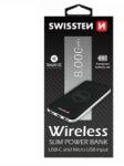SWISSTEN - vezeték nélküli slim power bank, 8000 mAh, USB-C és mikro USB input, Smart IC