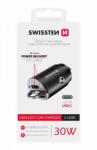 SWISSTEN - autós töltő adapter Power Delivery 2XUSB-C, 30W, fekete