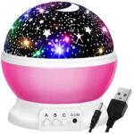 Izoxis Éjszakai LED projektor, csillagos ég mintás, 1W, 13x13, 5 cm, USB töltés, rózsaszín