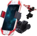 Verk Group Kerékpár kormányra szerelhető univerzális telefontartó állítható karral, fekete-piros
