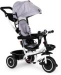 ECOTOYS Tolható baba tricikli 360°-ban forgatható üléssel, tárolóval, nappellenzővel, szürke