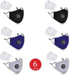 Non-Surgical Face Mask Mosható pamut maszk aktívszenes szűrővel 6 db, fekete/kék/szürke