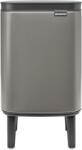 Brabantia Bo Waste Bin Hi hulladékgyűjtő felnyitható, Soft-Close fedéllel, magasított, lábakon álló, műanyag tartály, 4L - A méret, acél, platinaszürke - 227127 (227127)
