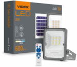 Videx Napelemes LED reflektor 9x LED 20W 600lm 5000K IP65 szürkületérzékelővel és távirányítóval