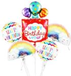 IDei Set aranjament baloane Happy Birthday, set 5 piese, folie aluminiu, multicolore