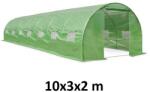 ProCart Sera solar tip tunel, 10x3x2 m, ferestre cu plasa anti-insecte, 1 usa rulanta, folie PE cu filtru UV4, verde