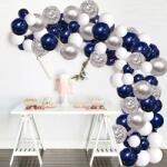 Procart Kit arcada baloane latex, photo corner blue silver, 6 baloane confetti, 50 piese