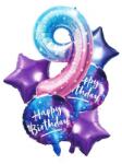 IDei Set baloane Happy Birthday, cifra 9, inaltime 1 metru, folie aluminiu