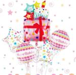 IDei Aranjament baloane Happy Birthday, 5 piese folie aluminiu, roz