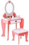 Procart Set masa de toaleta pentru fetite, 92x34x49 cm, scaun si oglinda, accesorii par si machiaj, lemn roz