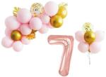 IDei Aranjament 31 baloane, Cifra 7, inaltime 70 cm, roz auriu