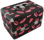 Pro Cart Cutie depozitare cosmetice, 4 compartimente rabatabile, maner transport, 30, 5 x 20, 5 x 25cm, negru/roz