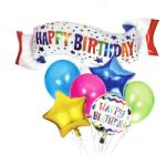 IDei Set 7 baloane Happy Birthday, multicolor, folie si latex
