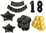 Pro Cart Set baloane decorative aniversare 18 ani, 20 bucati, negru si auriu